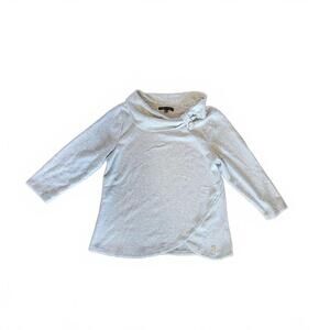 Adrienne Vittadini Shimmering Silver Cowl Neck Sweater Top Large